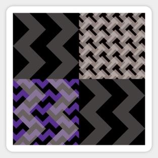 'Ziggy' - in Purple, Lilac and shades of Grey on a Black and Charcoal Grey base Sticker